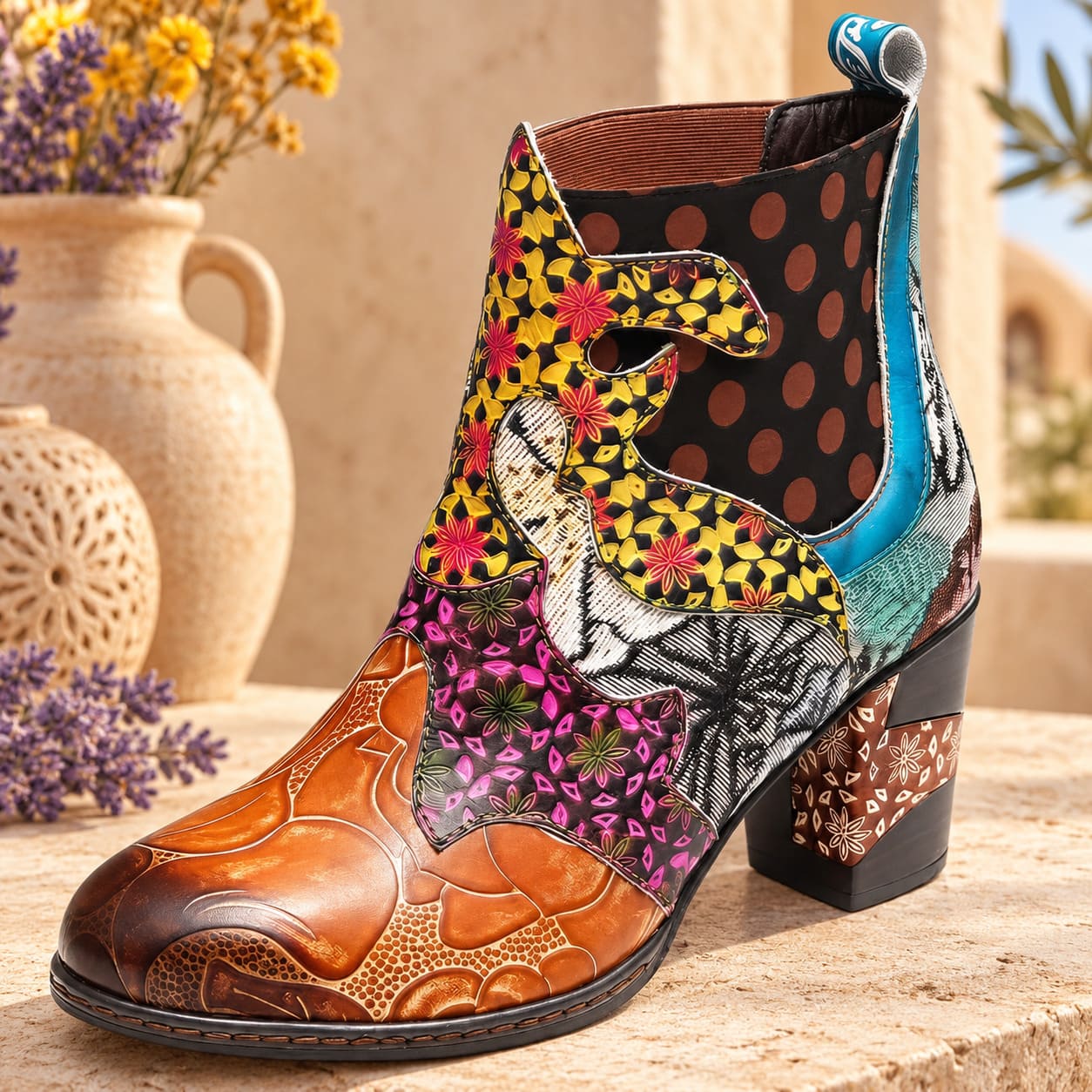Boots Hippie Fleurs Vintages