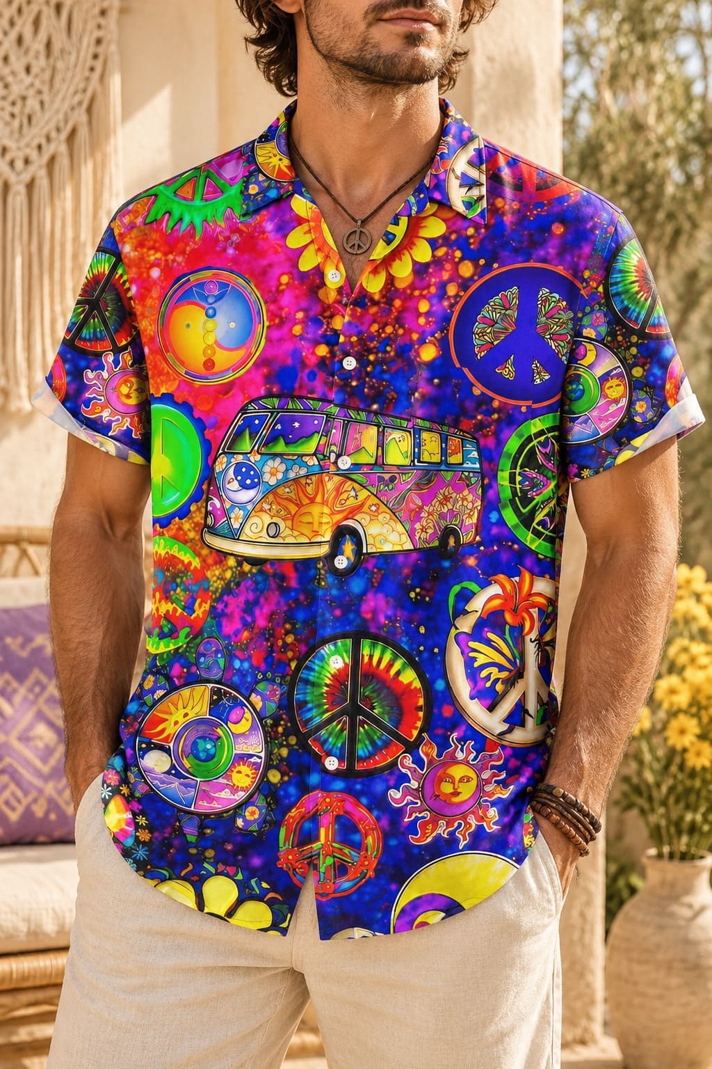 Chemise Hippie Multicolore - Mini Van et Peace and Love