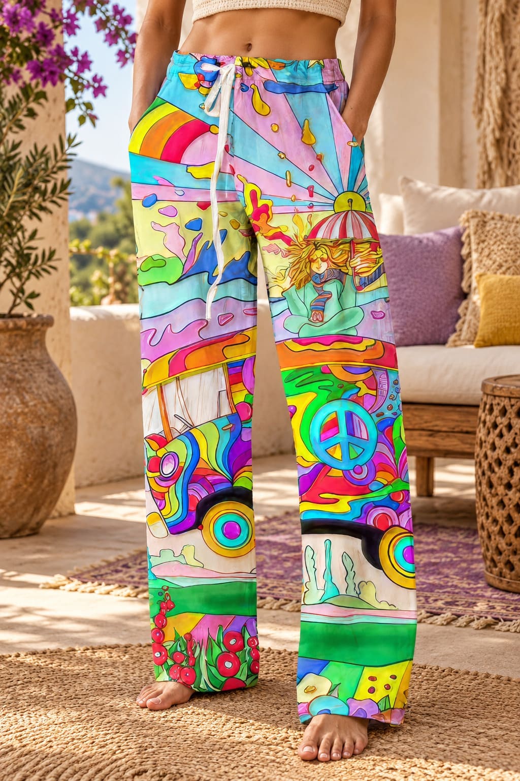 Pantalon Hippie Homme - Peace and Love Psychédélique