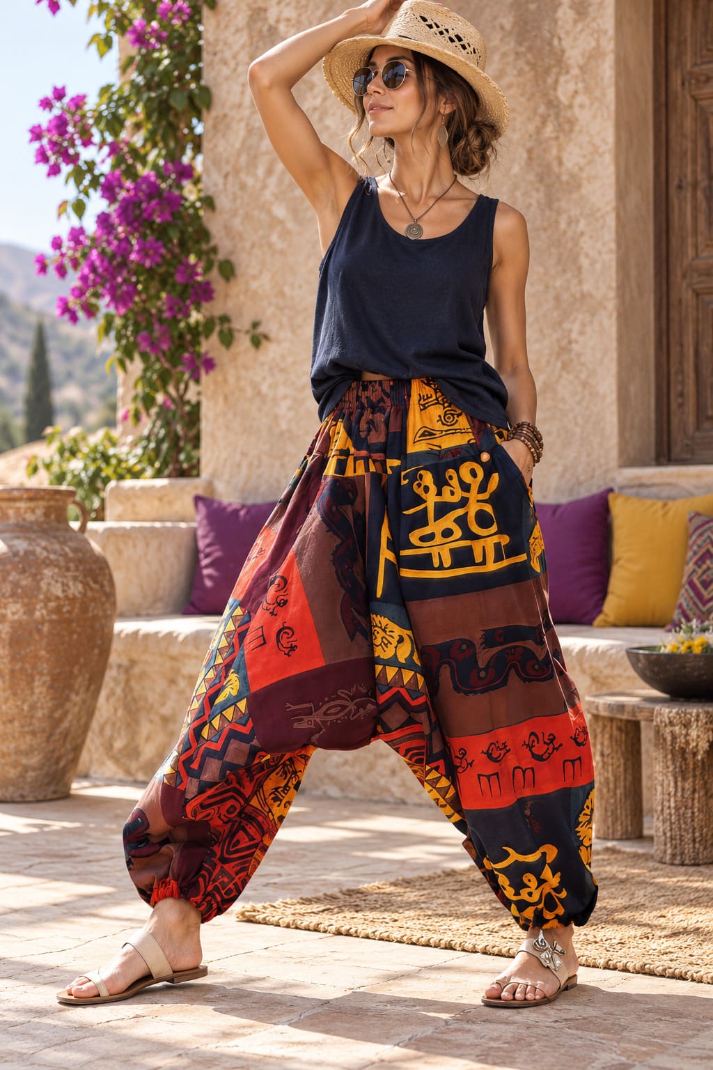 Pantalon Large Hippie Ethnique
