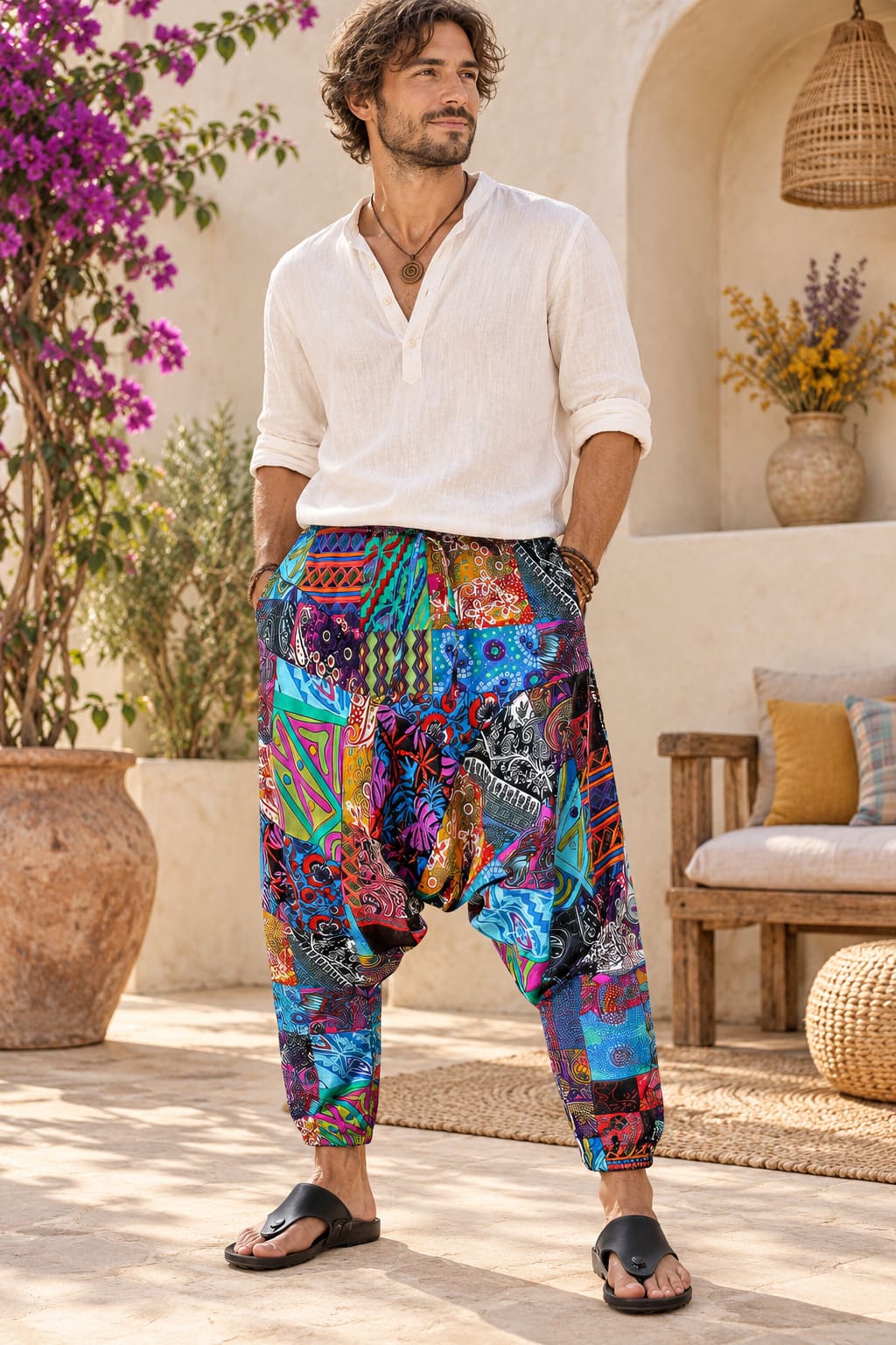 Pantalon Style Hippie Homme – Patchwork Ethnique