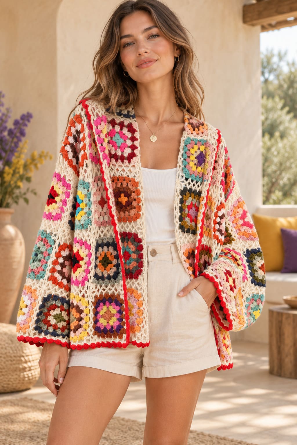 Pull Hippie Motifs Ethniques Colorés