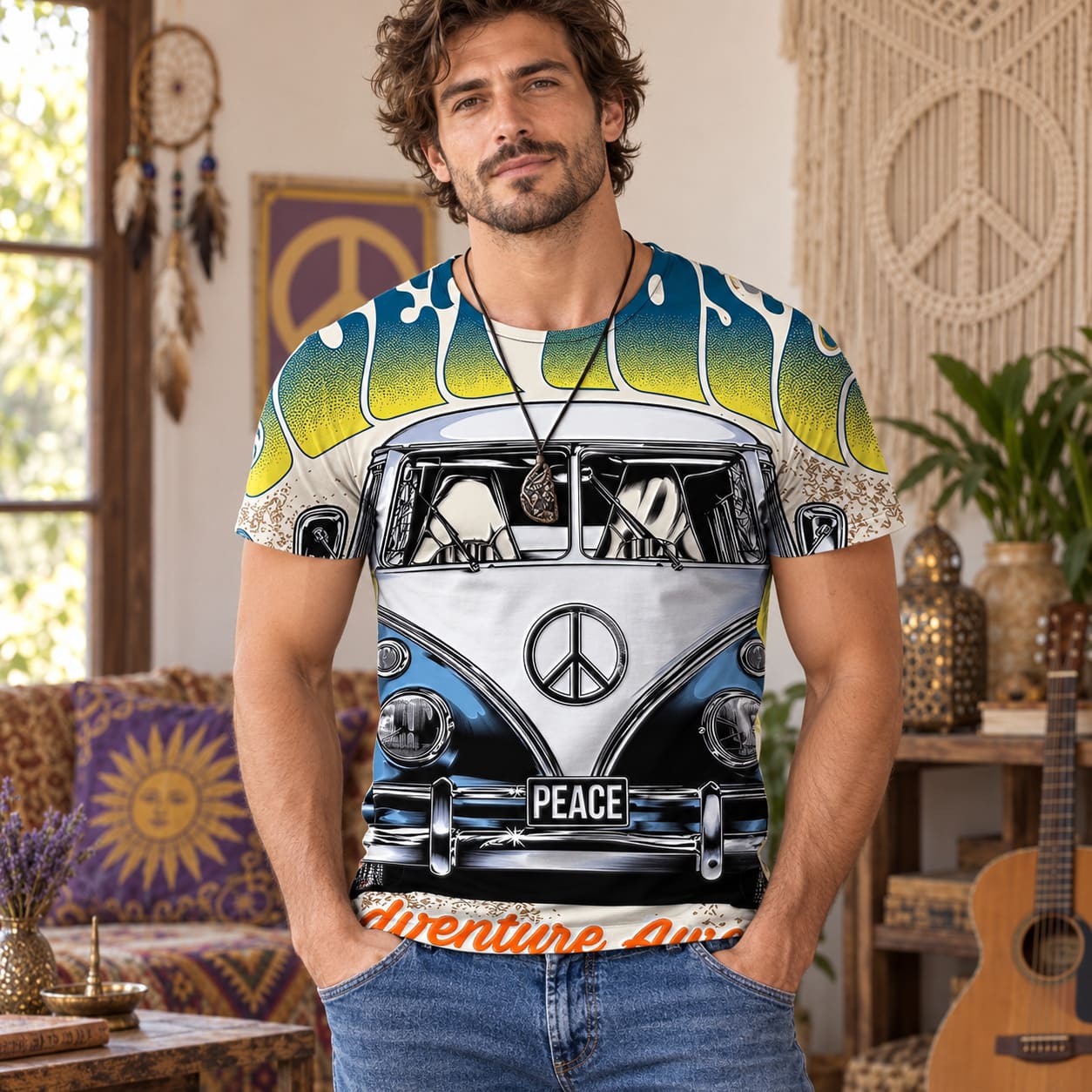 T-Shirt Homme Hippie – Van Peace & Love