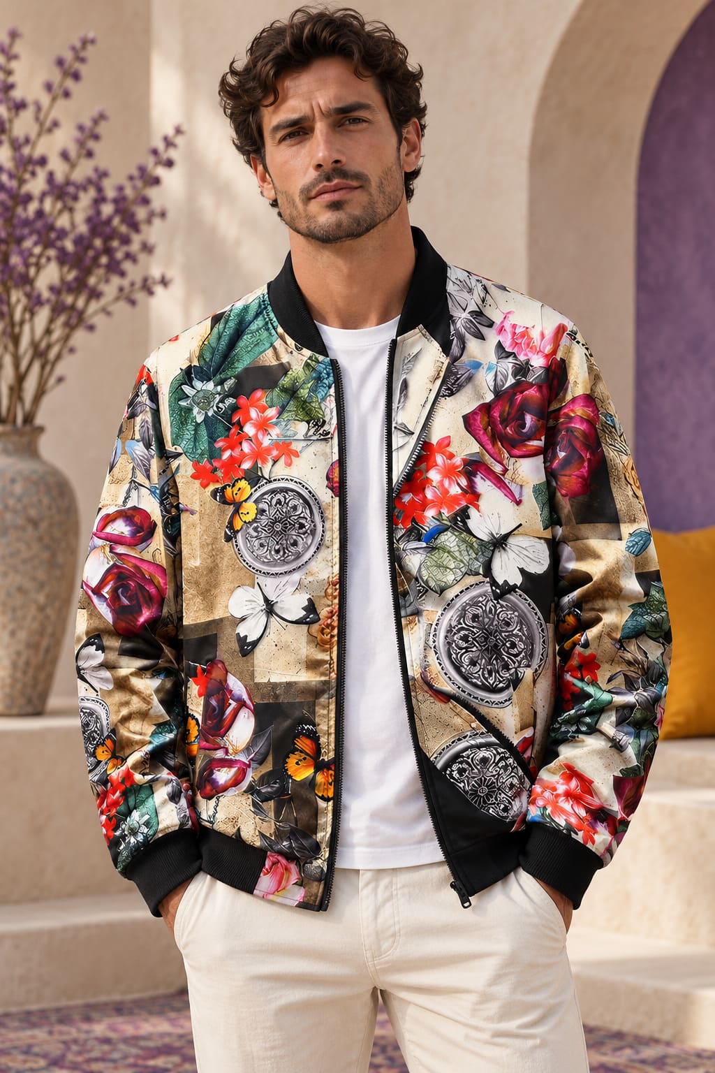 Veste Hippie Homme à Fleurs