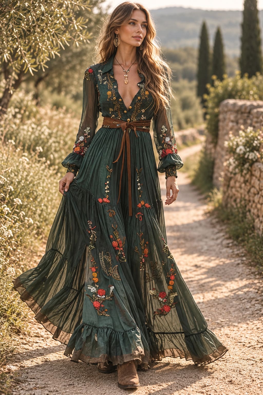 Robe Hippie Longue Rétro Fleurie